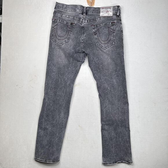 True Religion Jeans Mens 36 Black Gray Wash Ricky Relaxed Straight Stretch Denim - Picture 9 of 9